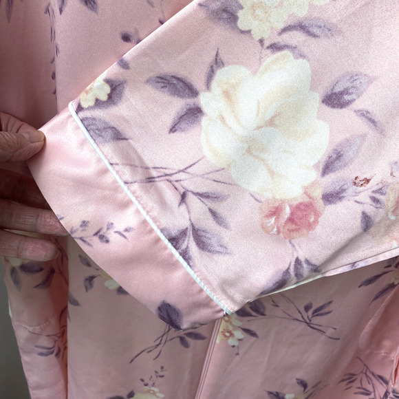 Miss Elaine Sz L Pink Floral Full Length Nightgown/Housecoat Pockets 861186 - Picture 6 of 10